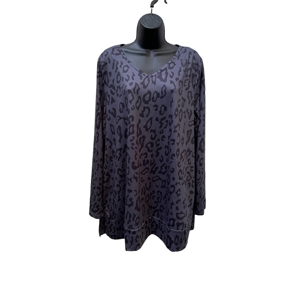 Maysoar  Gray leopard print top XL
